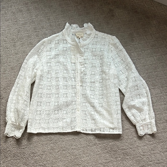 Sezane Tops - Sezane CHLO SHIRT White Lace Button-Up Blouse NWT - Size 14 (46)